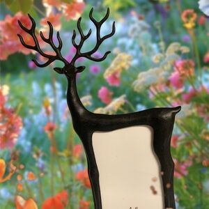 Pottery Barn Black Rustic Metal Modern Deer Antler Picture Frame 4”x6”